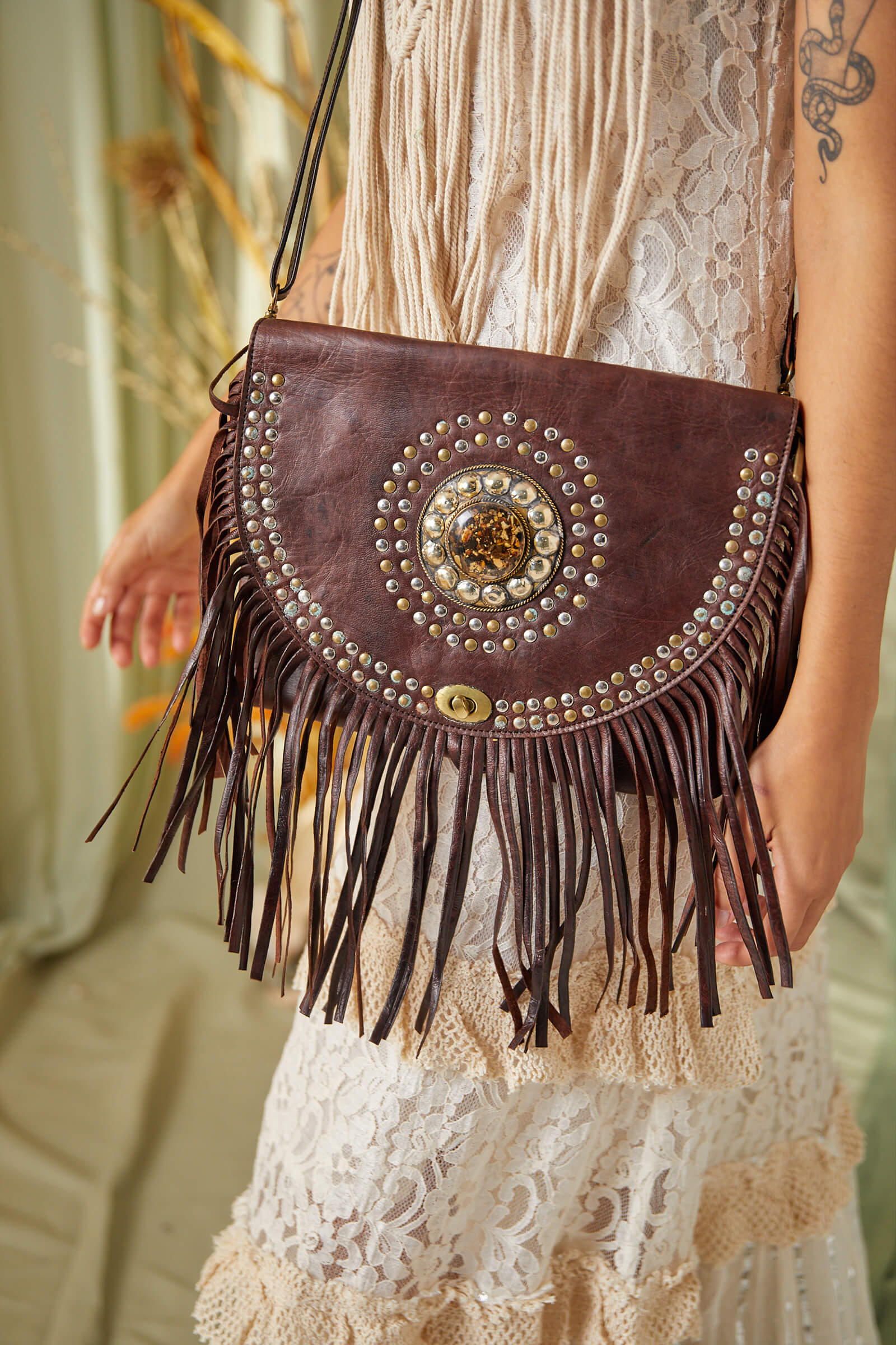 Boho Soul Leather Bag B med Lifestyle